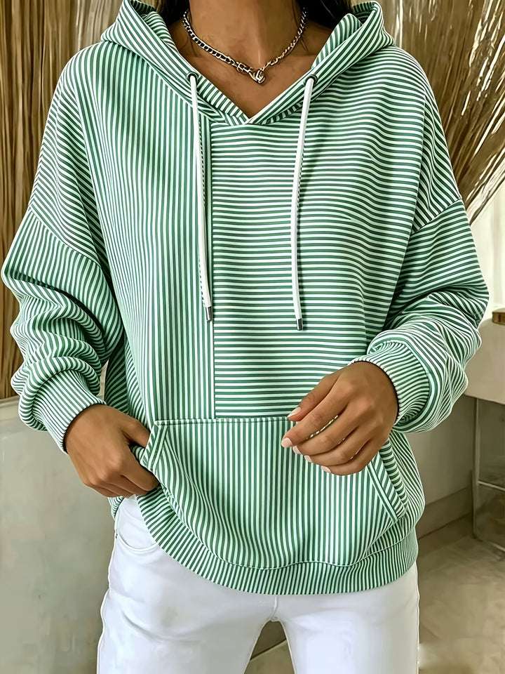 Donna | Striped Hooded Pocket Top