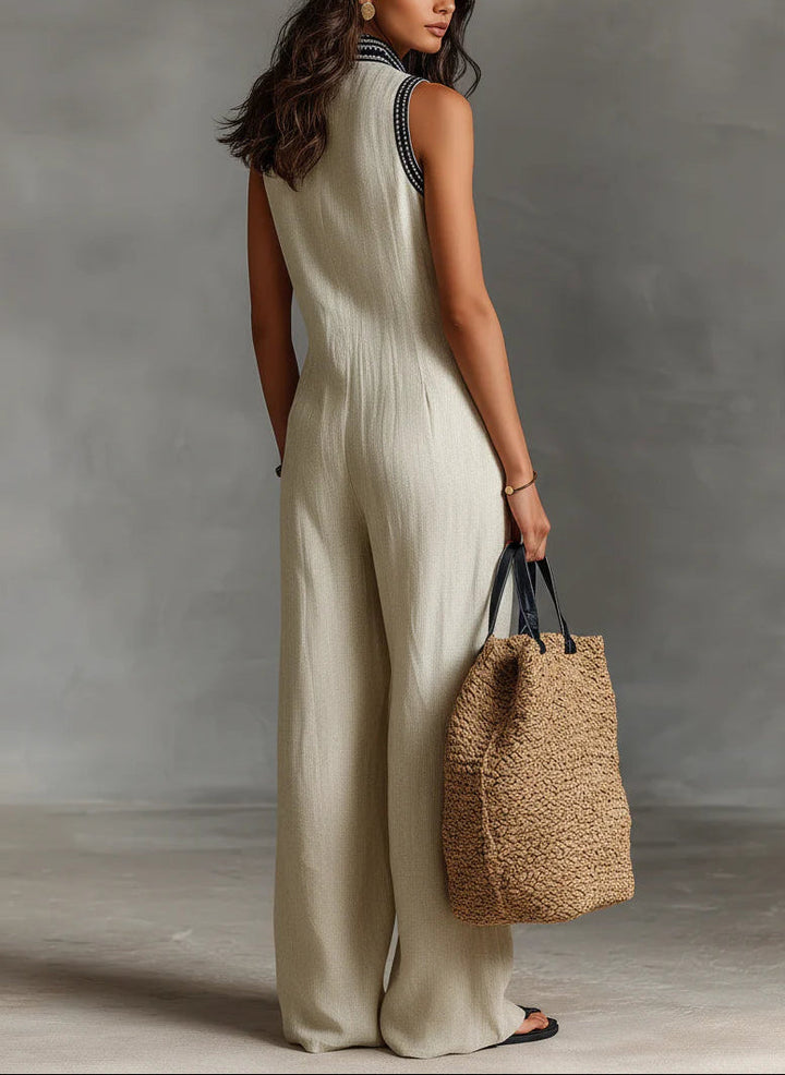 Fiamma | Sleeveless Jumpsuit with Minimalist High Collar and Zip