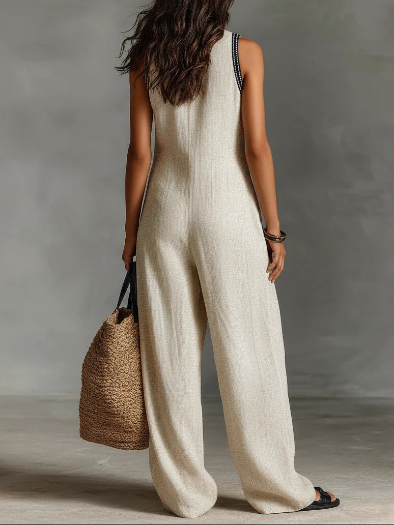 Fiamma | Sleeveless Jumpsuit with Minimalist High Collar and Zip
