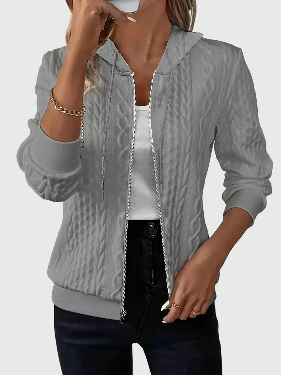 Lena | Cable Knit Zip Hoodie