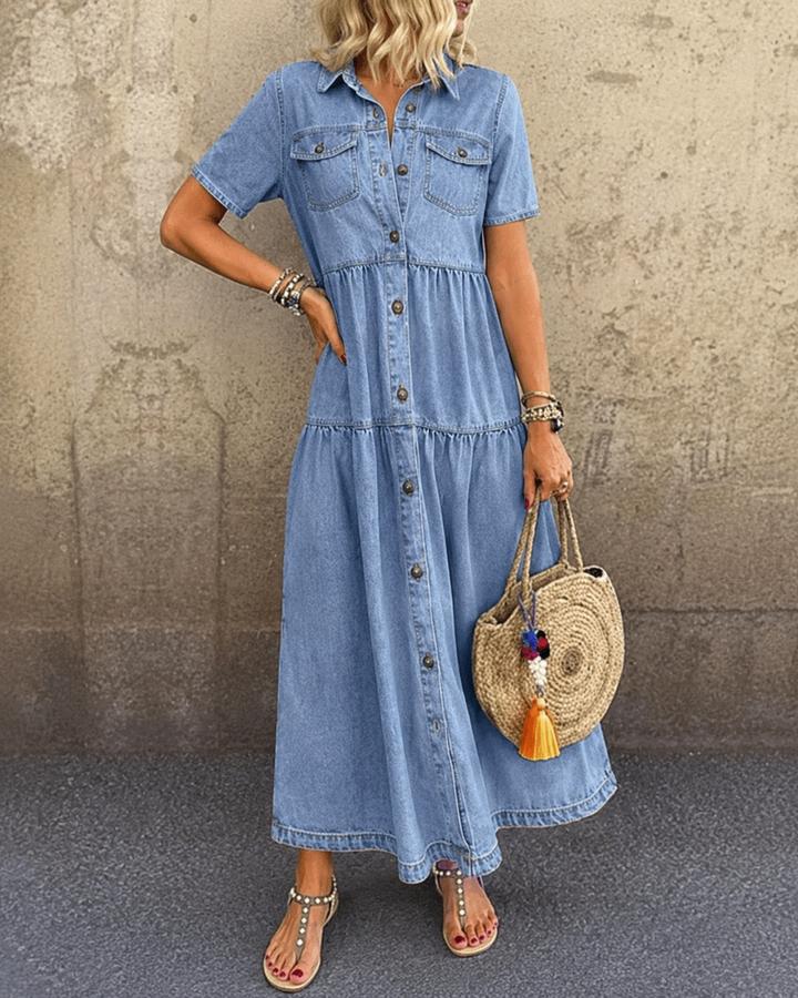 Emma | Tummy Coverage Denim Midi Dress