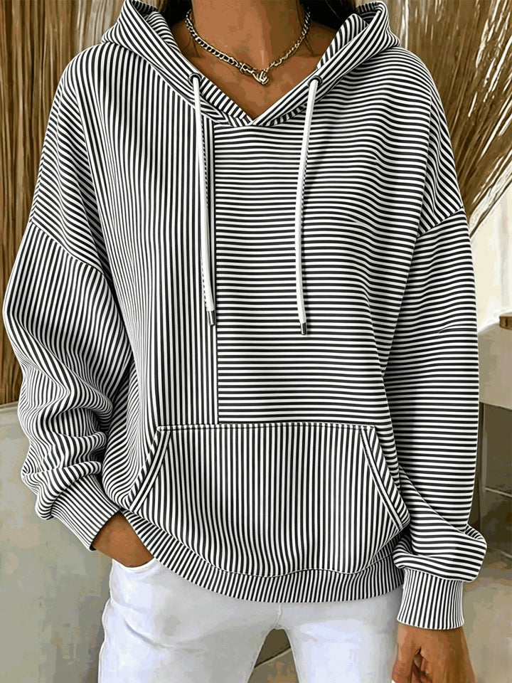 Donna | Striped Hooded Pocket Top