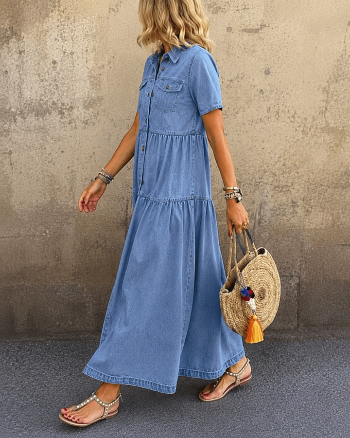 Emma | Tummy Coverage Denim Midi Dress