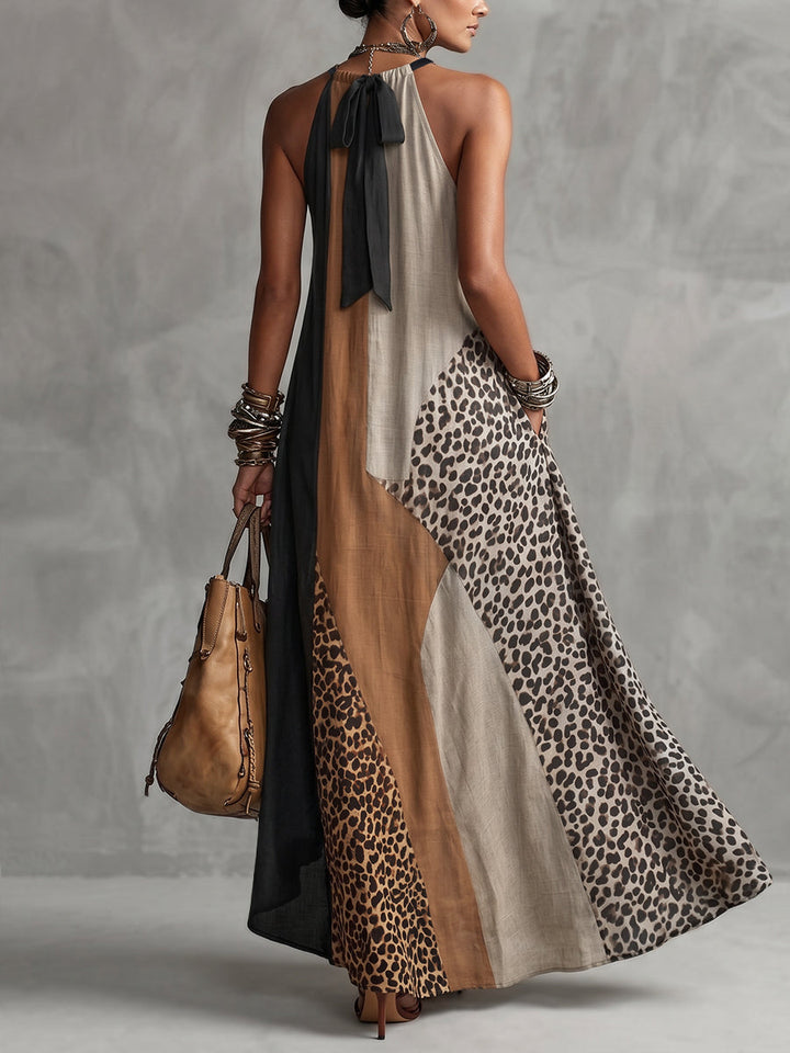 Myrna | Leopard Halter Maxi Dress