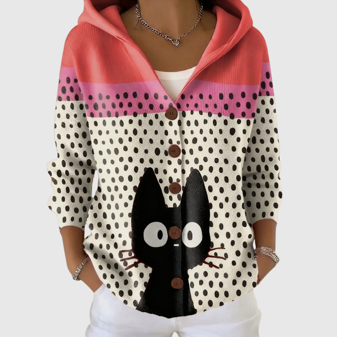 Loreta | Hooded Cat Knit Cardigan