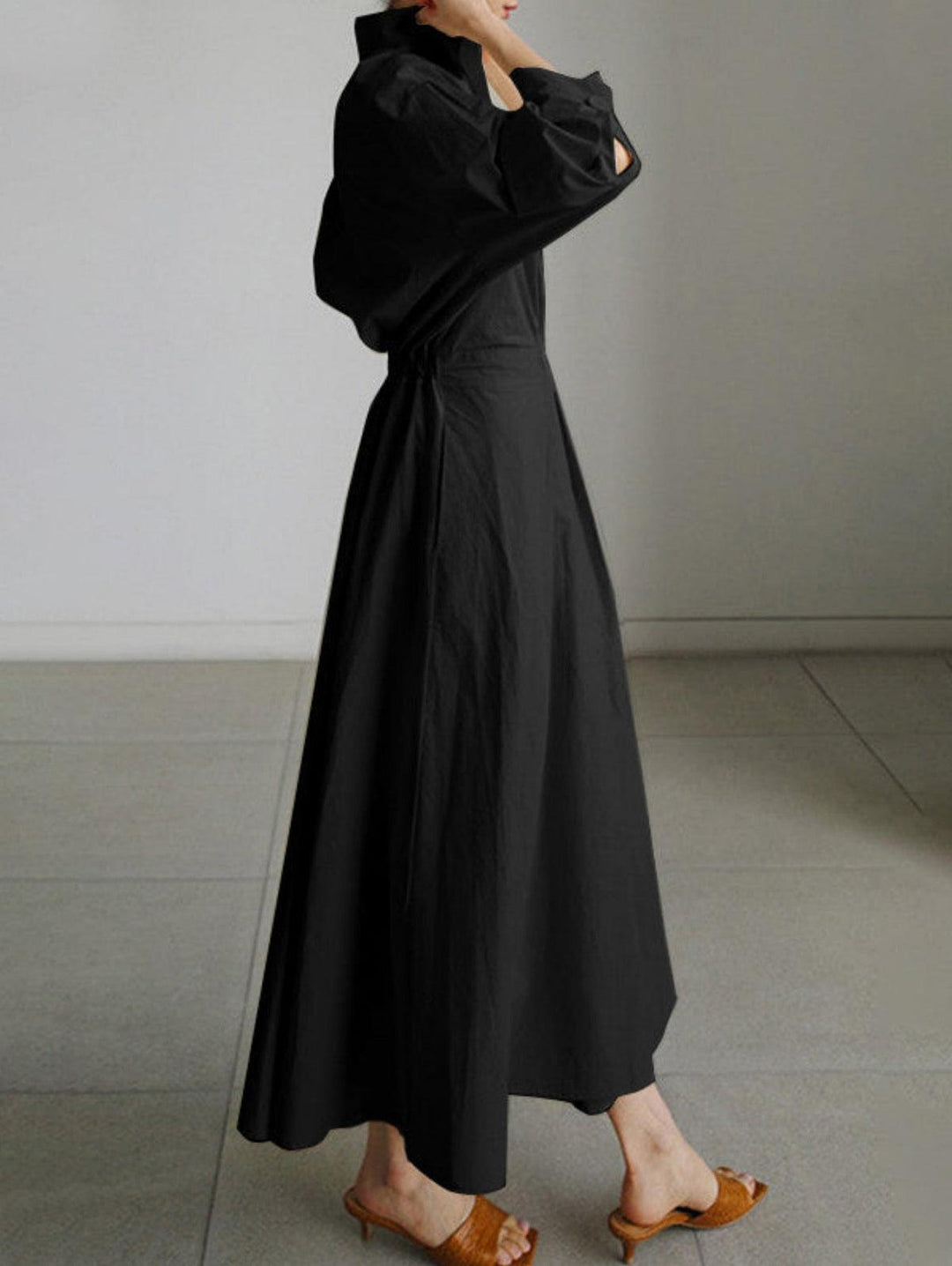 Elsie | Elegant Button Lapel Midi Dress
