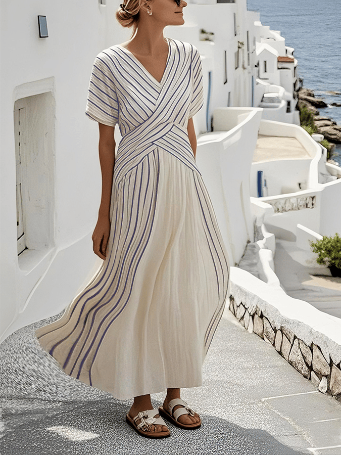 Sabrinah | Elegant Loose striped maxi dress