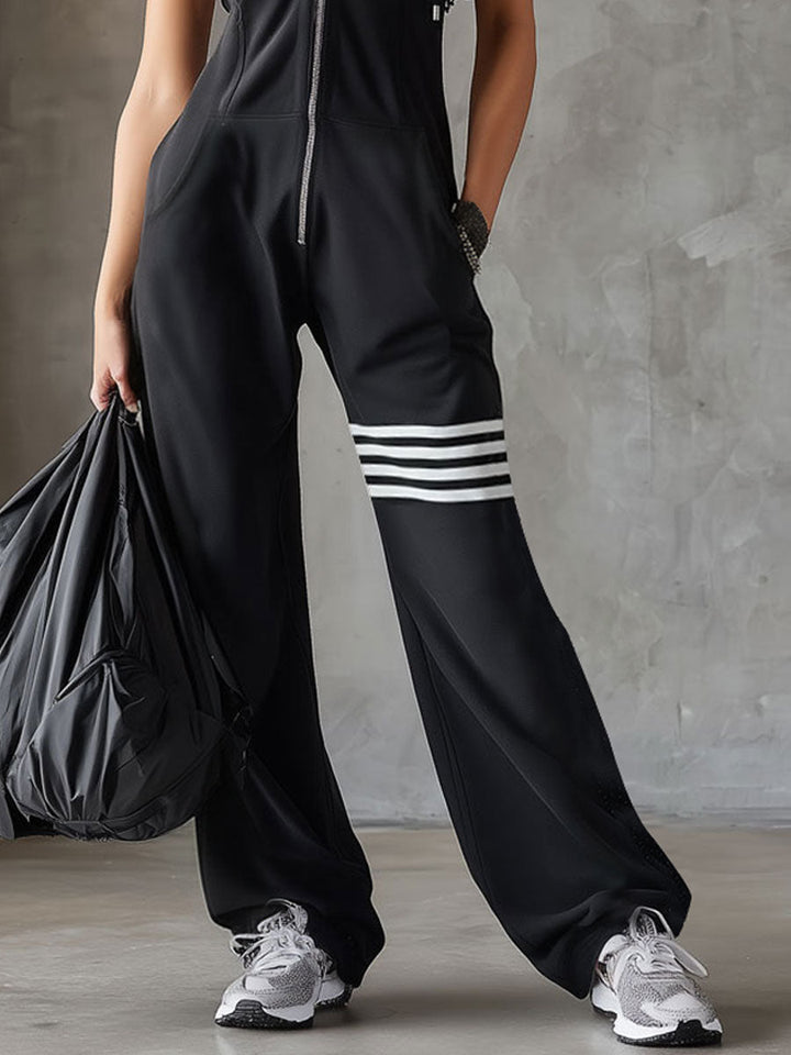 Giada | Retro Sports Jumpsuit with Hood and Stripes