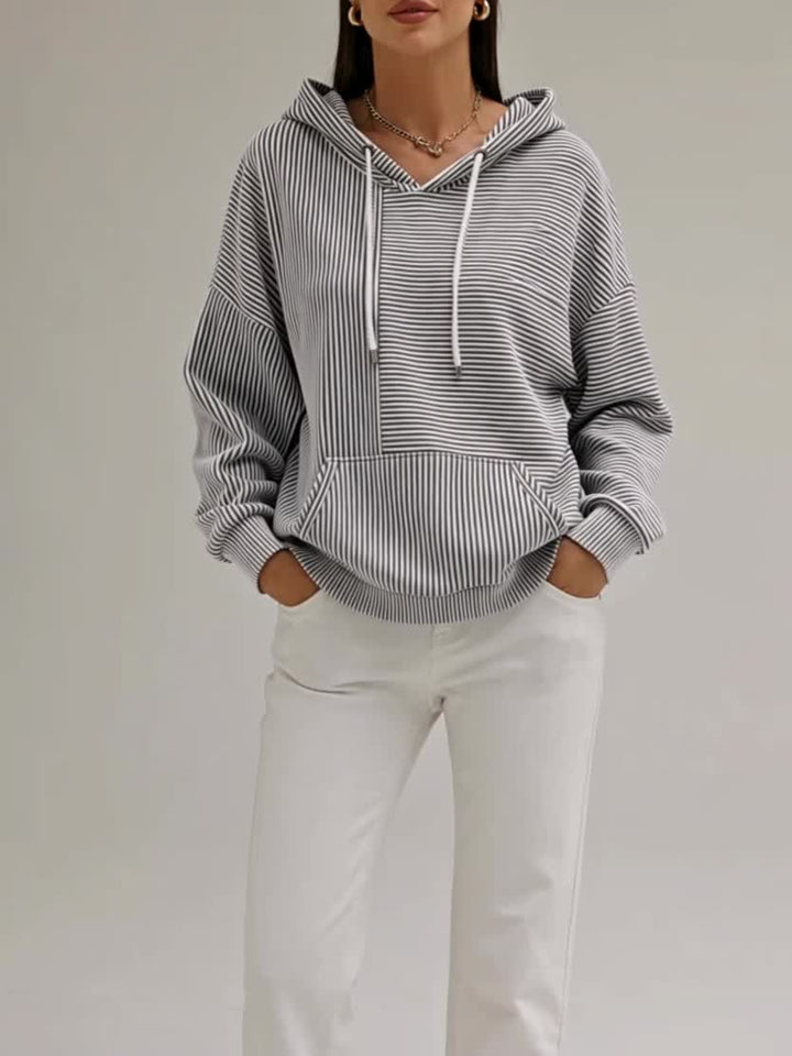 Donna | Striped Hooded Pocket Top