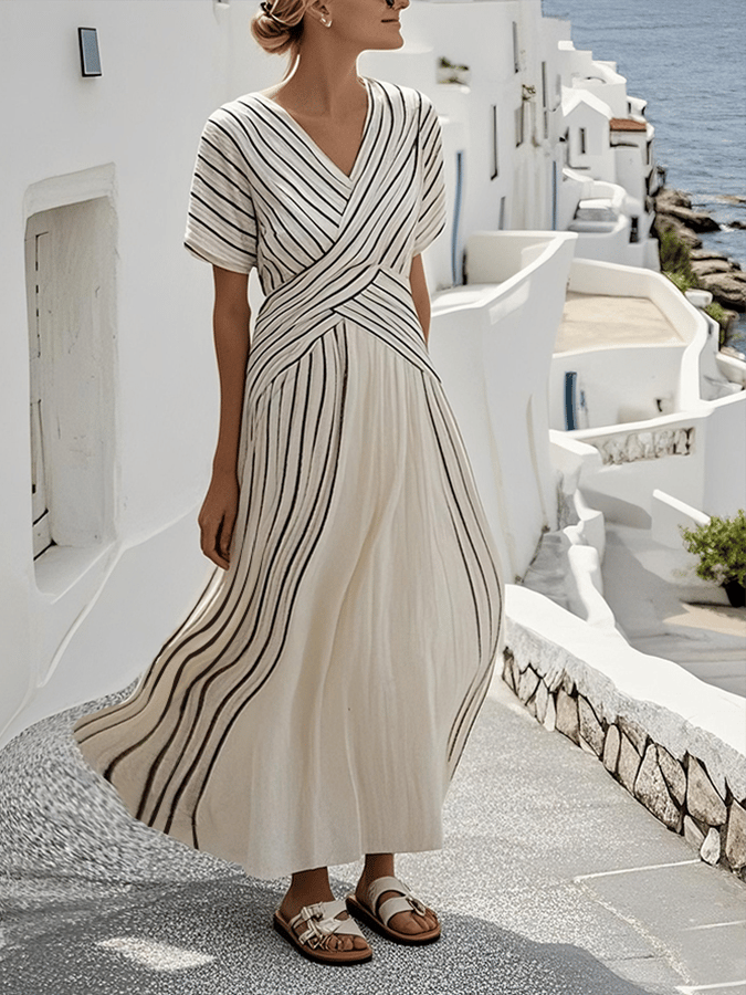 Sabrinah | Elegant Loose striped maxi dress