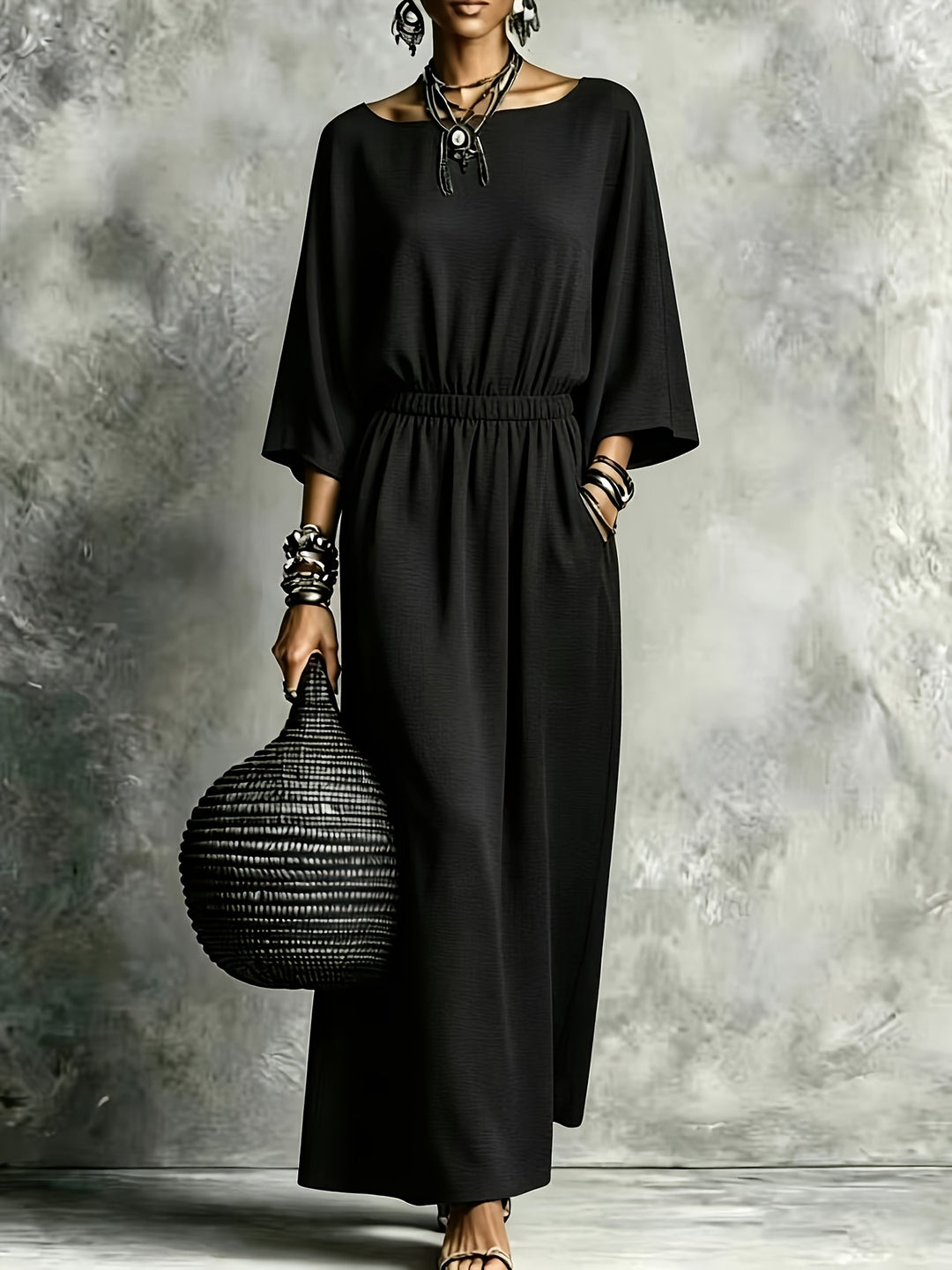 Matilda | Elastic Waist Maxi Dress with Pockets