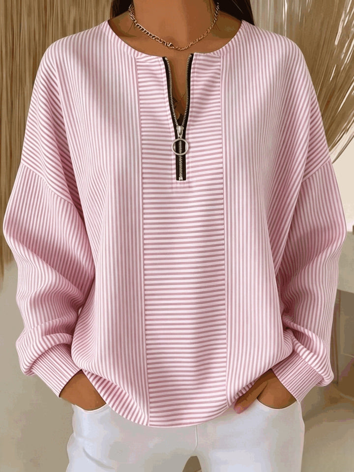 Carol | Striped Zip-Neck Top