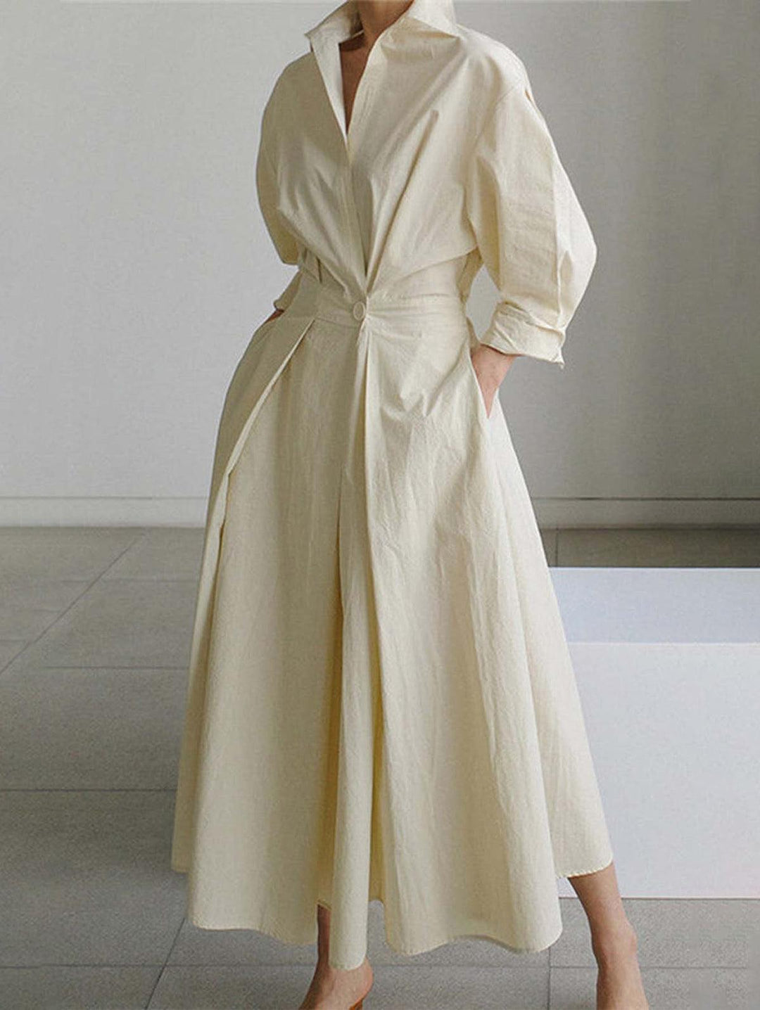 Elsie | Elegant Button Lapel Midi Dress