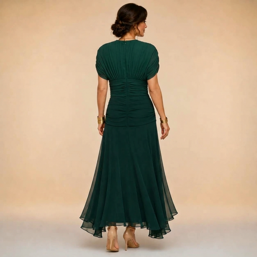 Madeline | Draped Sleeve Evening Gown