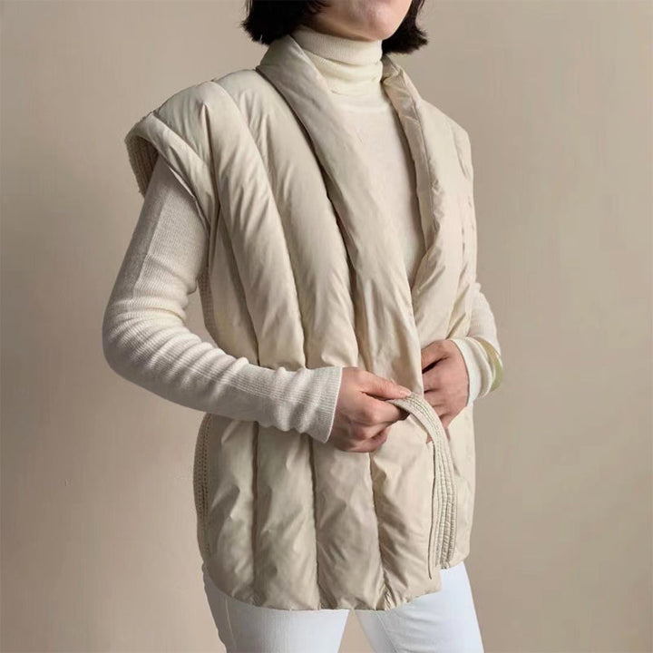 Cherry | Soft Belted Wrap Puffer Vest
