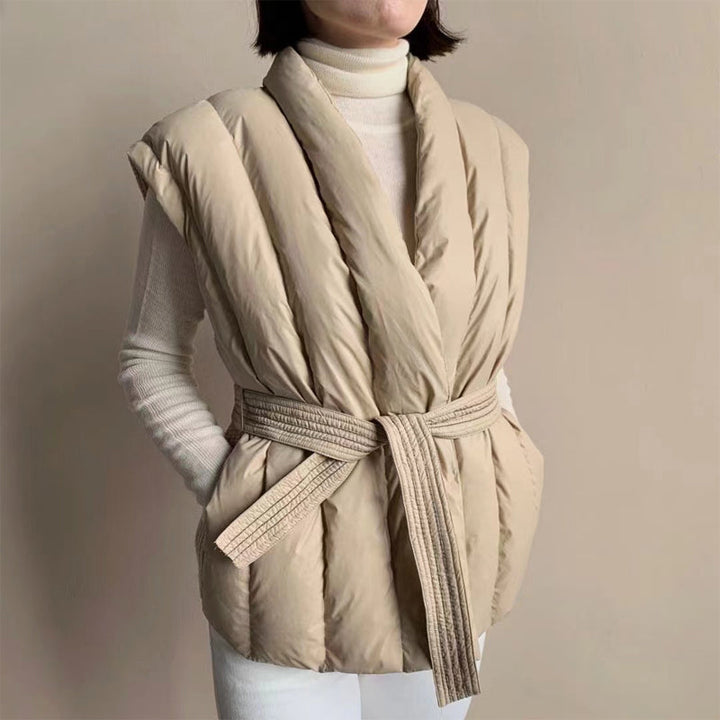 Cherry | Soft Belted Wrap Puffer Vest