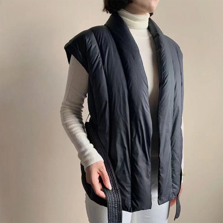Cherry | Soft Belted Wrap Puffer Vest