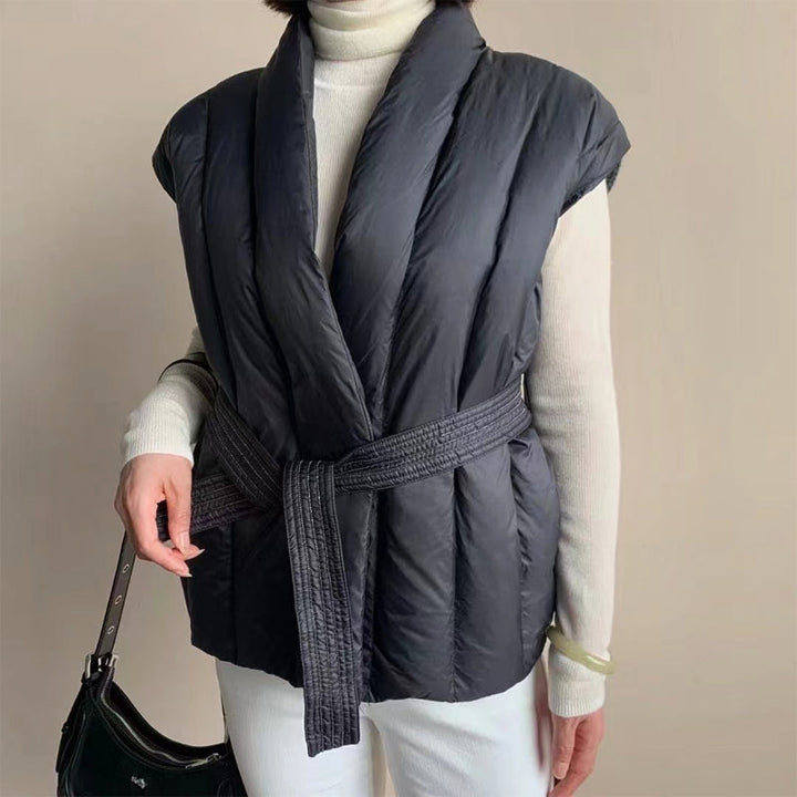 Cherry | Soft Belted Wrap Puffer Vest