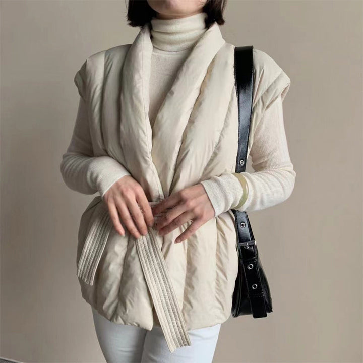 Cherry | Soft Belted Wrap Puffer Vest