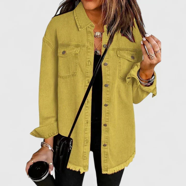 Novalyssa | Frayed Hem Denim Shacket