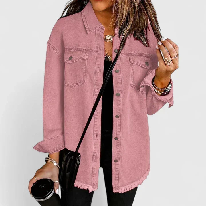 Novalyssa | Frayed Hem Denim Shacket