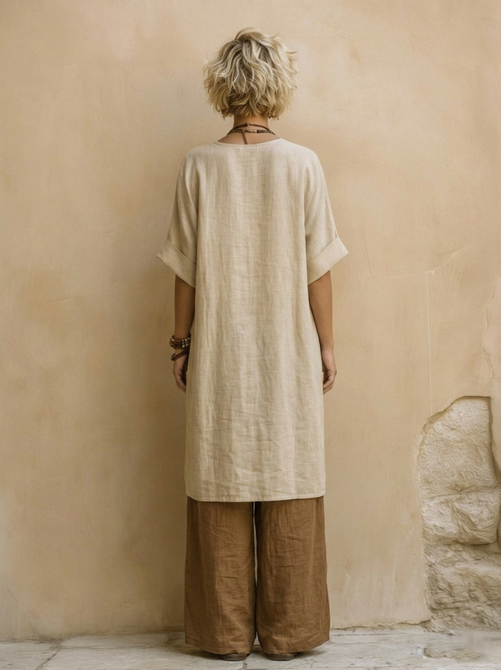 Giulia | Three-Piece Bohemian Nomad Set in Dark Gray and Brown with Tribal Pattern