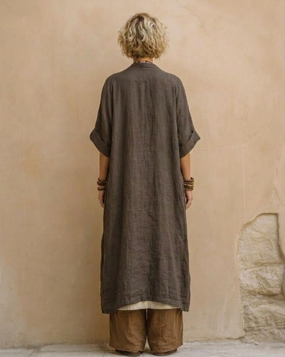 Giulia | Three-Piece Bohemian Nomad Set in Dark Gray and Brown with Tribal Pattern