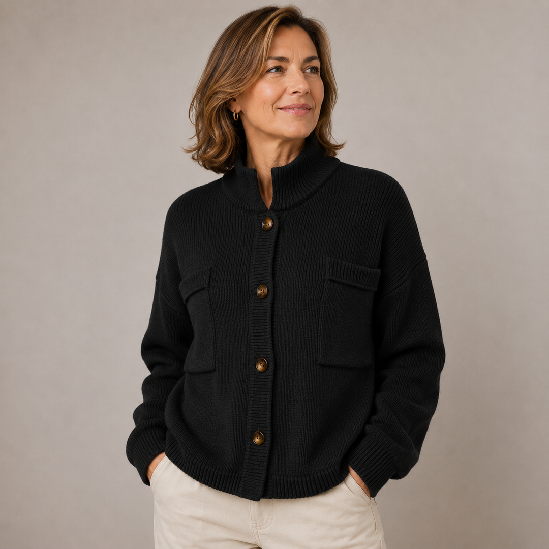 Augusta | Stand Collar Button Cardigan