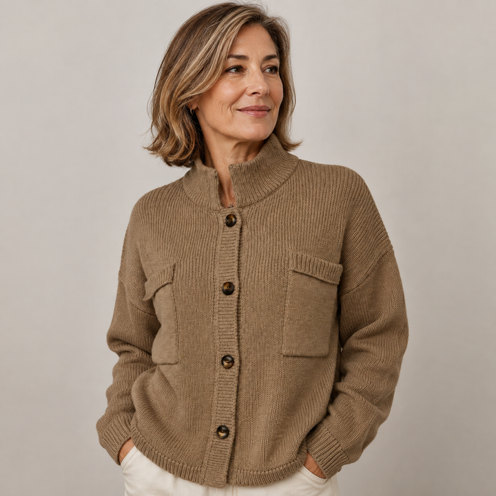 Augusta | Stand Collar Button Cardigan