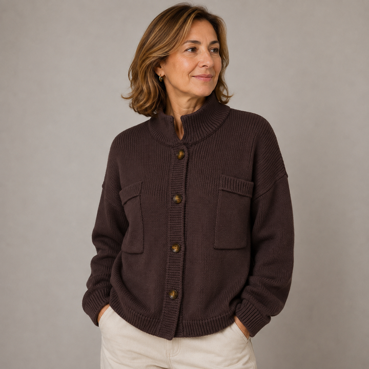 Augusta | Stand Collar Button Cardigan