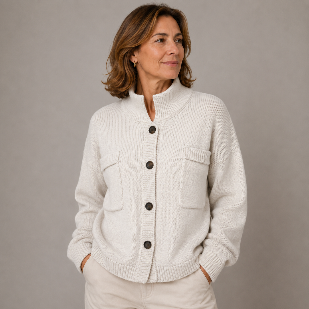 Augusta | Stand Collar Button Cardigan