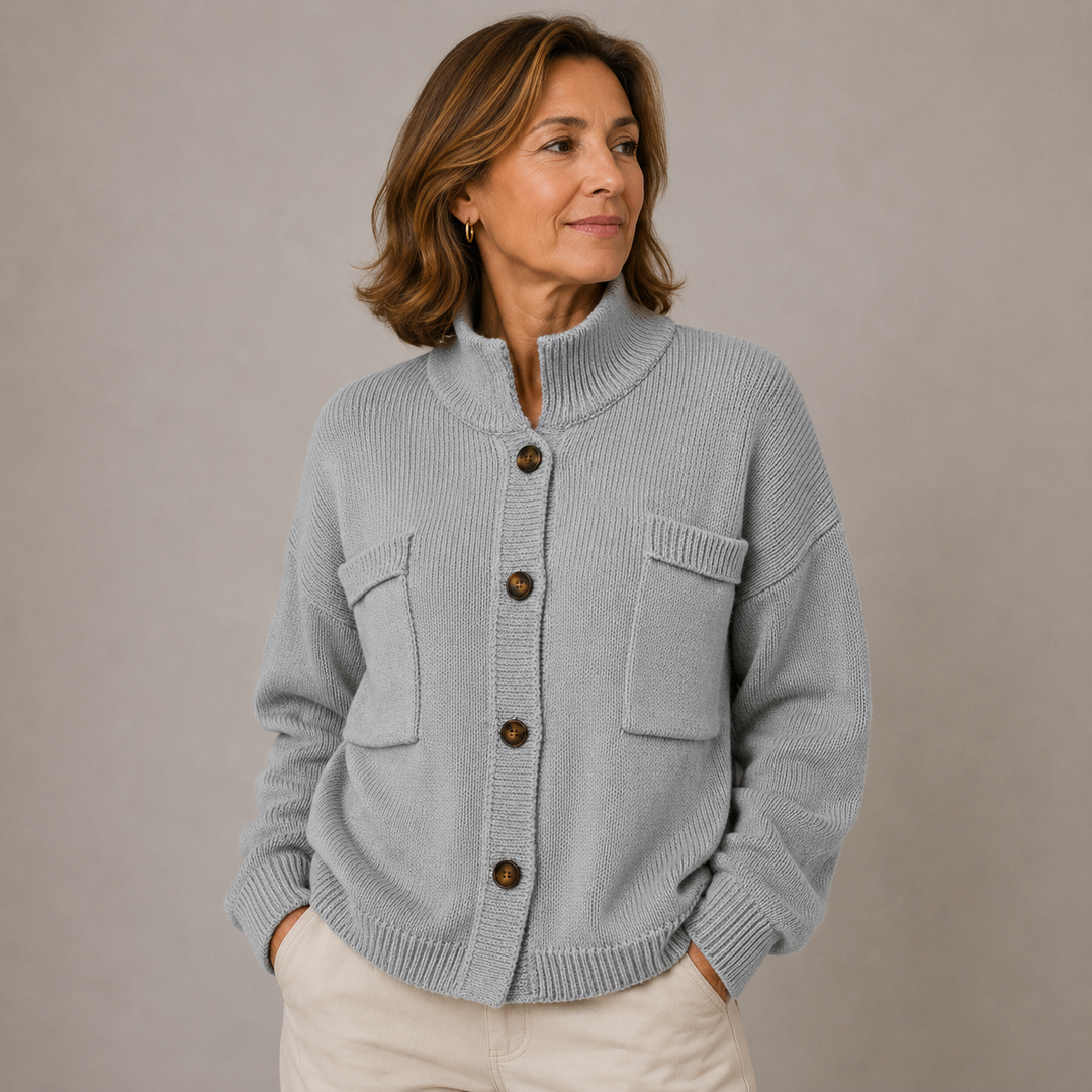 Augusta | Stand Collar Button Cardigan