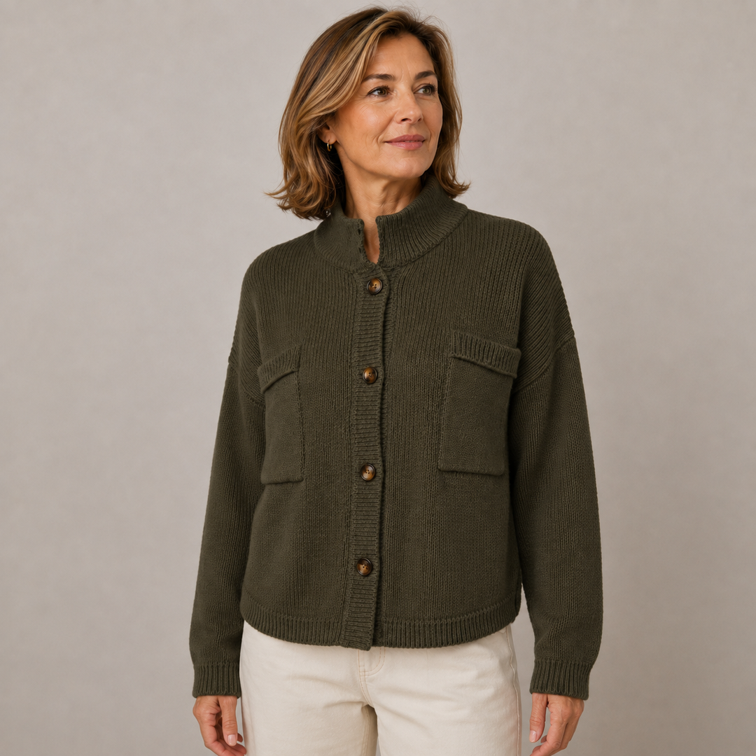 Augusta | Stand Collar Button Cardigan