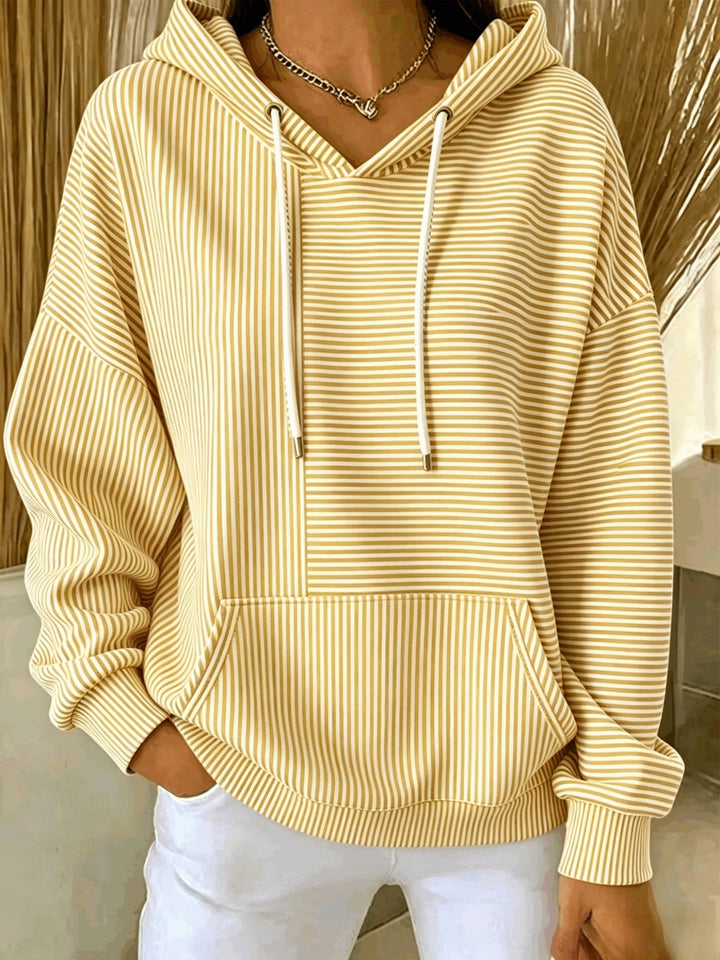 Donna | Striped Hooded Pocket Top