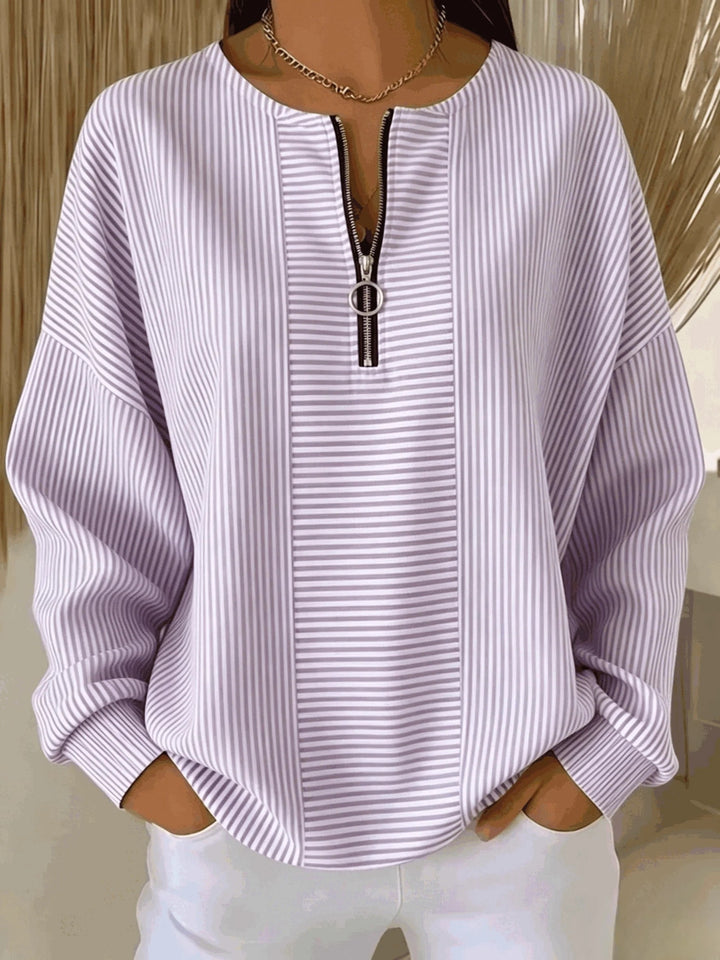 Carol | Striped Zip-Neck Top