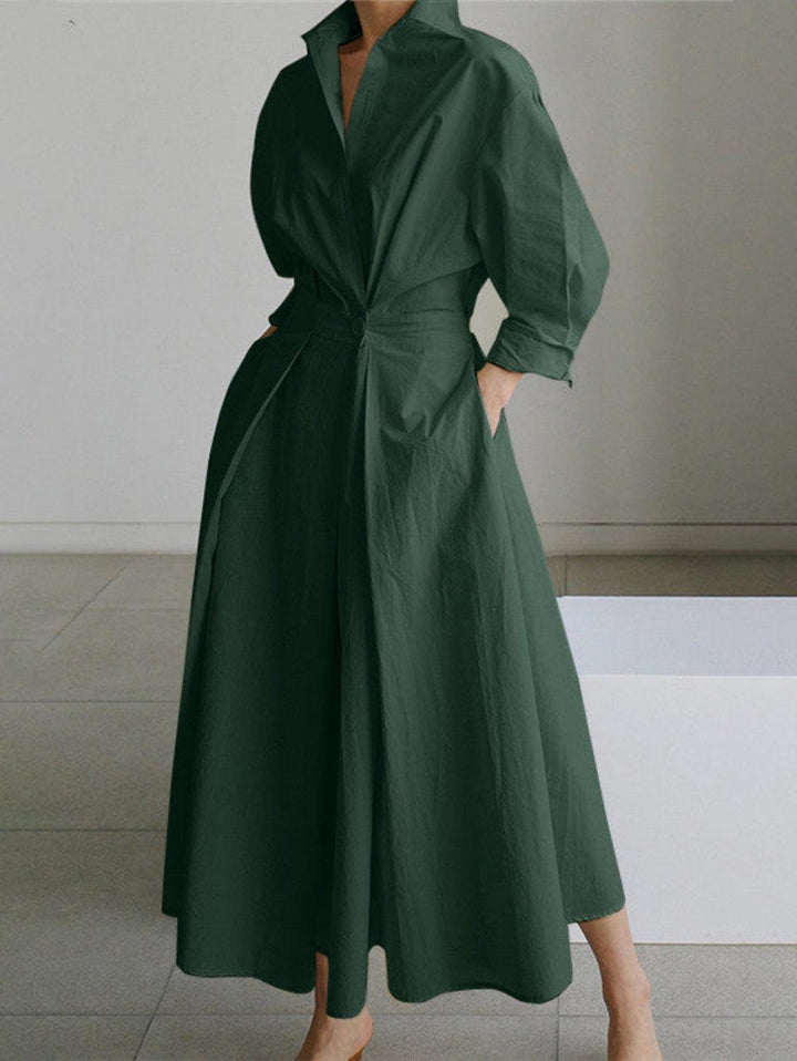 Elsie | Elegant Button Lapel Midi Dress