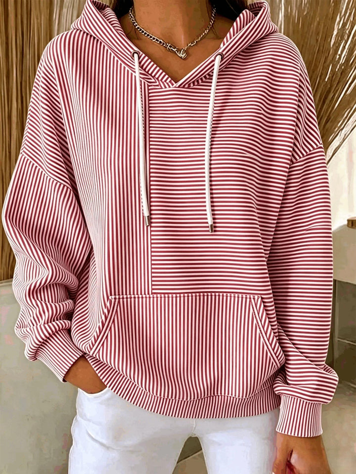 Donna | Striped Hooded Pocket Top