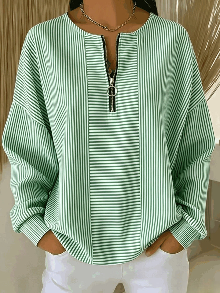 Carol | Striped Zip-Neck Top