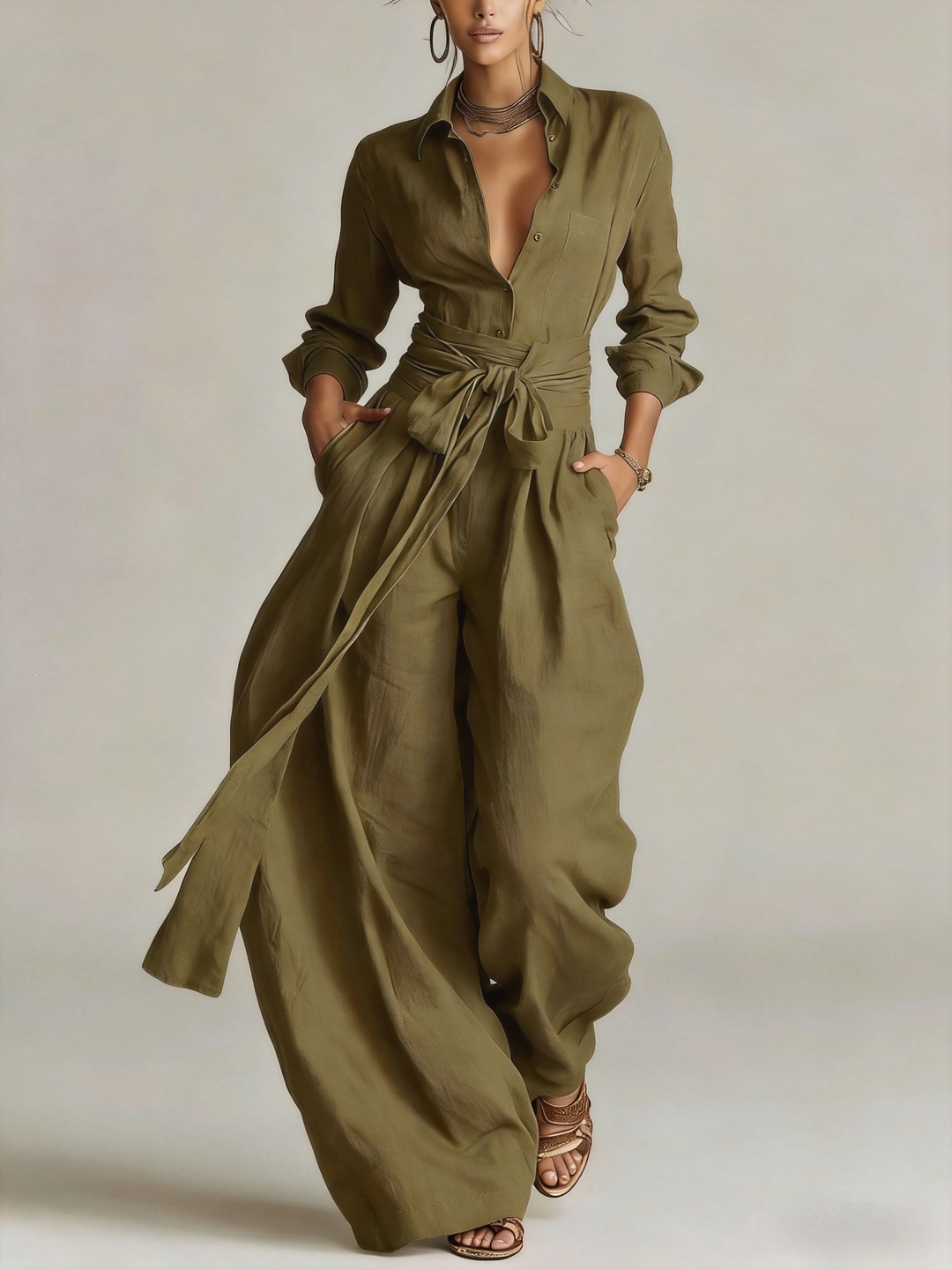 Betty | Tie-Waist Wide-Leg Two-Piece Set
