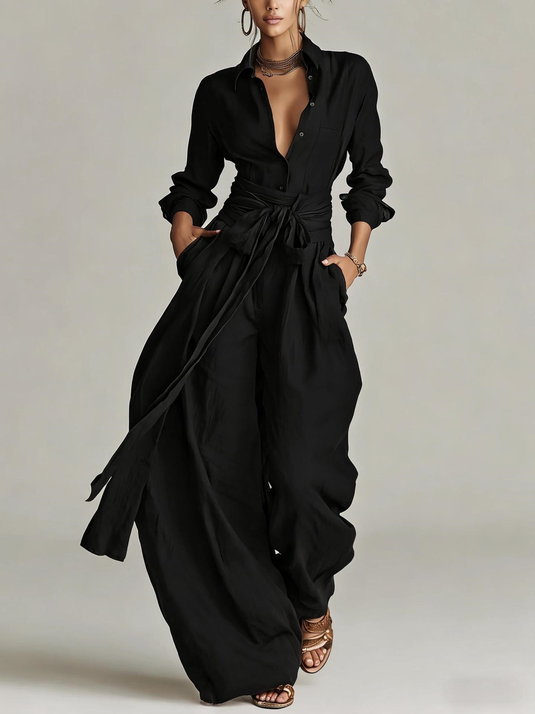 Betty | Tie-Waist Wide-Leg Two-Piece Set