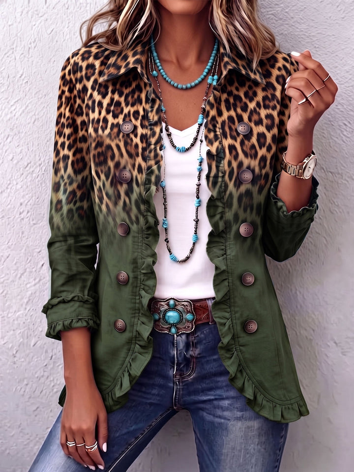 Elspeth | Leopard Ombre Ruffle Jacket