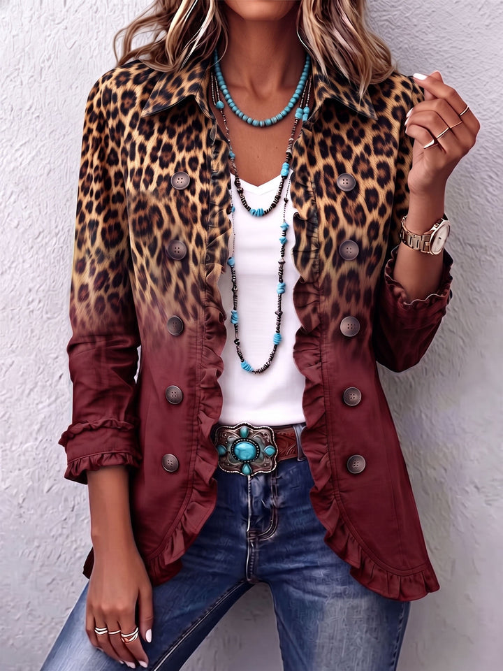 Elspeth | Leopard Ombre Ruffle Jacket