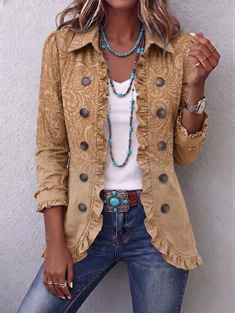 Cressida | Western Pattern Print Ruffle Jacket