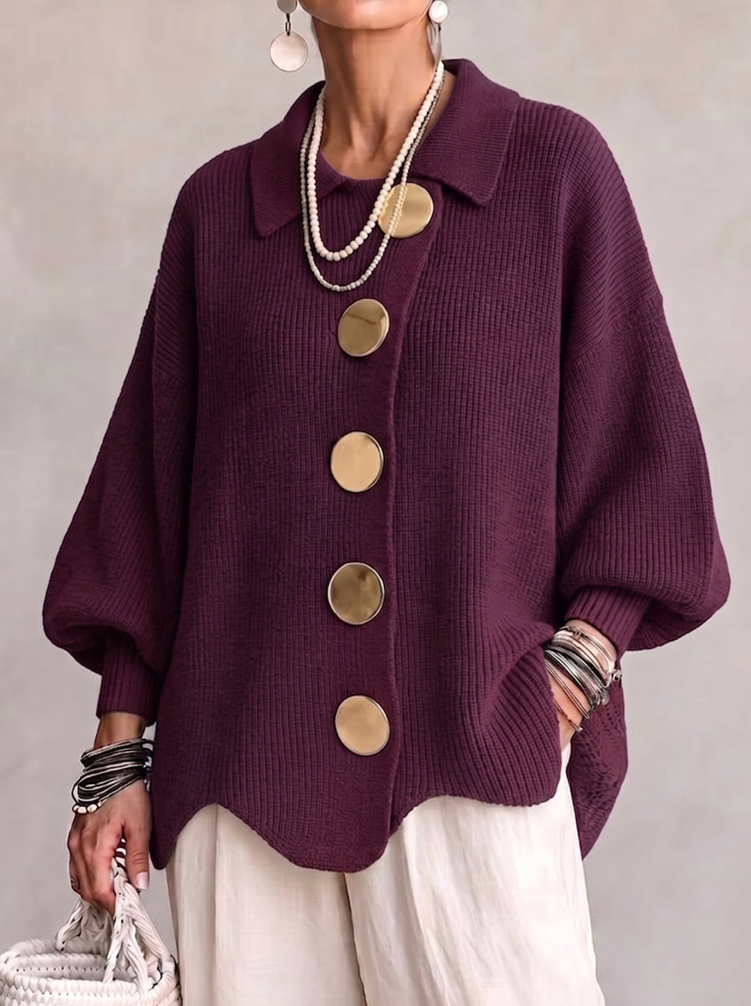 Isadora | Oversized Collared Cardigan