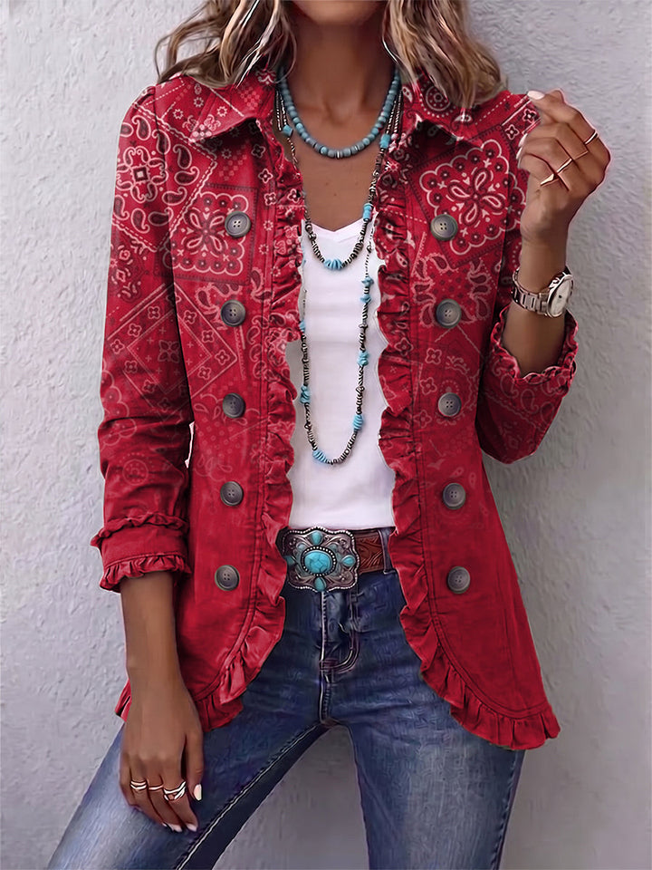 Criselle | Bohemian Paisley Ombre Ruffled Jacket