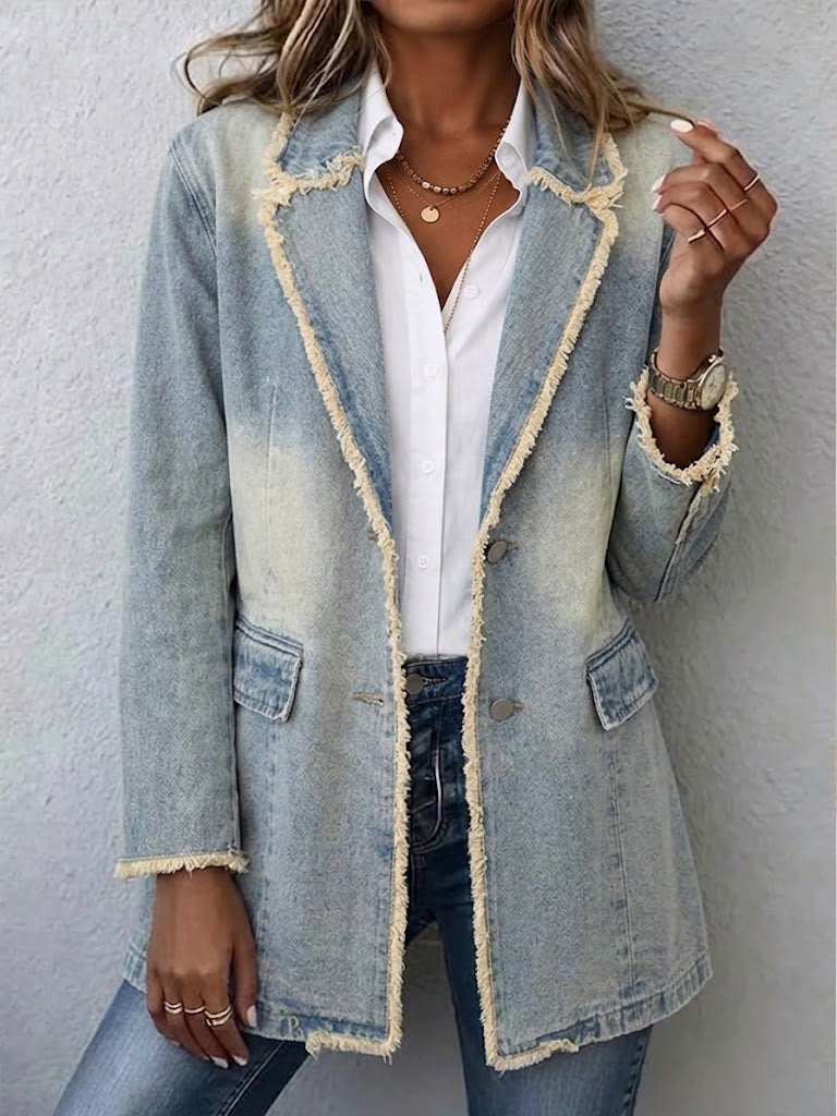 Juniper | Oversized Denim Blazer with Raw Edges
