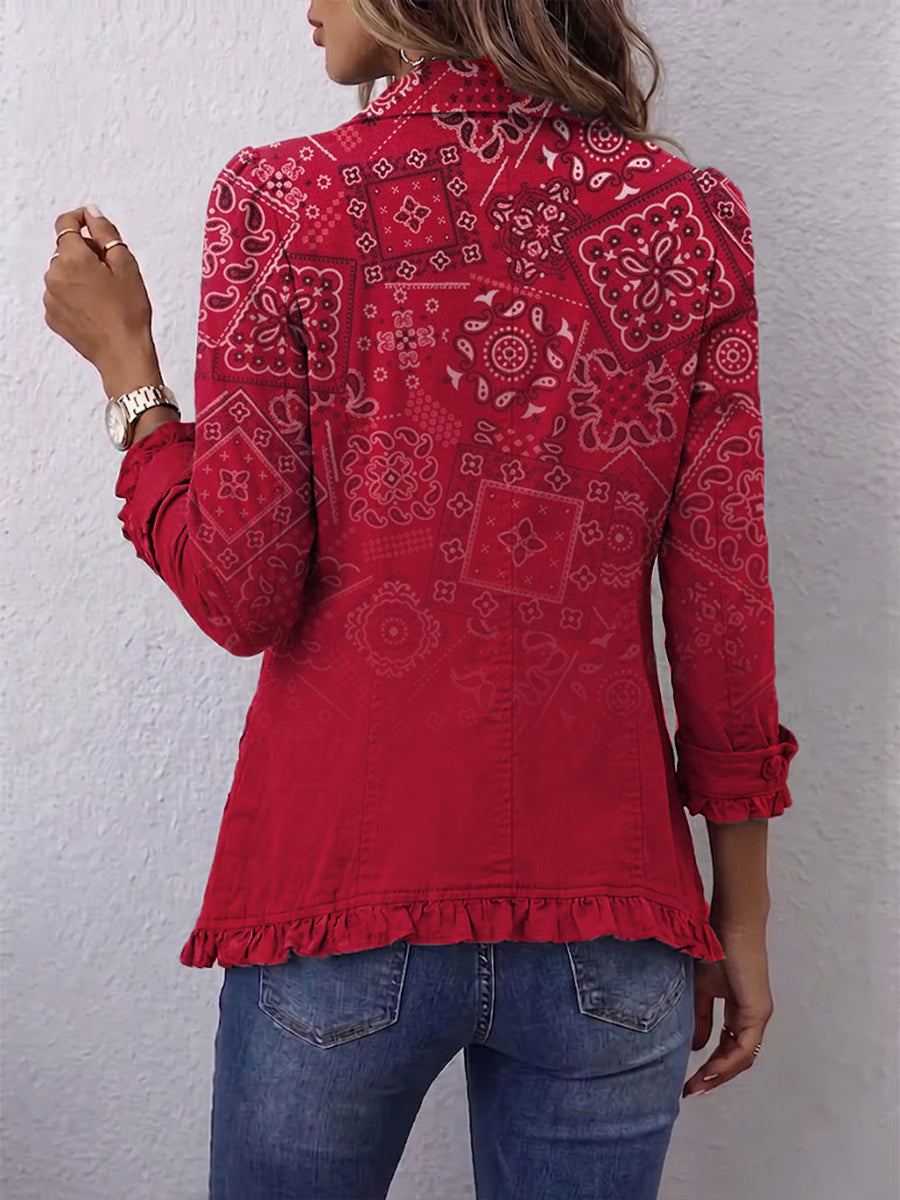 Criselle | Bohemian Paisley Ombre Ruffled Jacket