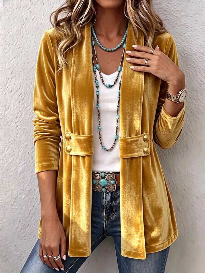 Harlow | Velvet Open-Front Jacket