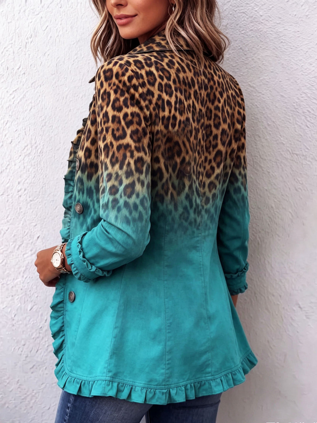 Elspeth | Leopard Ombre Ruffle Jacket