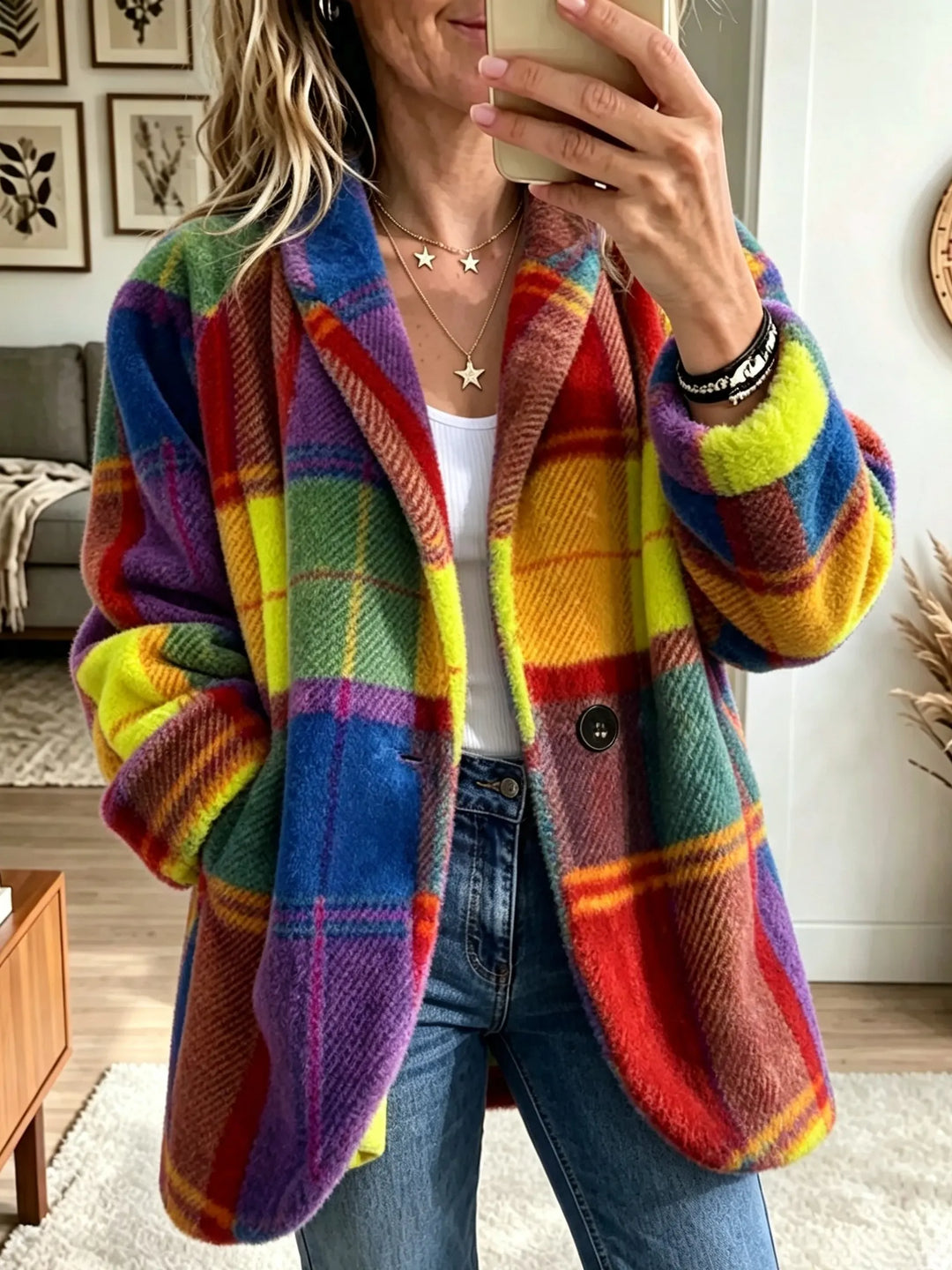 Jenneke | Checkered Fleece Jacket